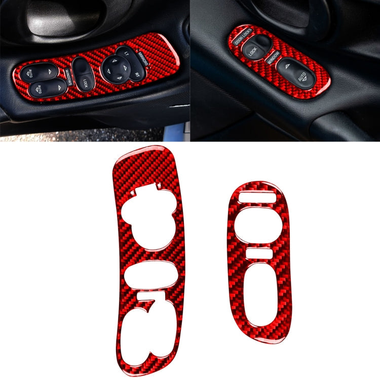 2 in 1 Car Carbon Fiber Door Control Panel  Sticker Set B for Chevrolet Corvette C5 1998-2004, Left Drive-Reluova