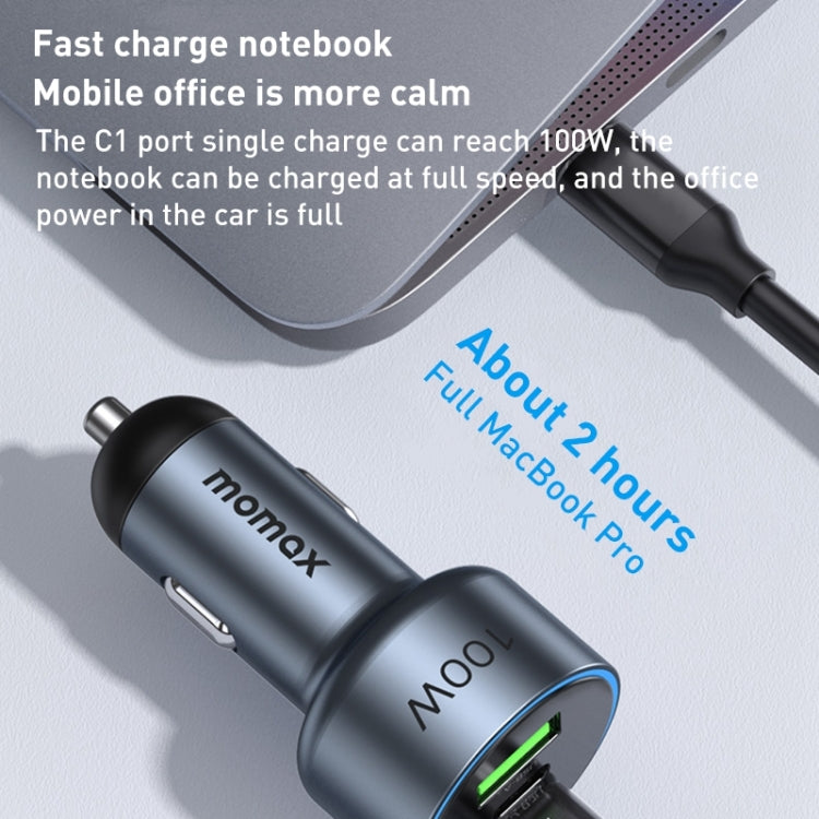 MOMAX UC17E 100W USB-C / Type-C x 2 + USB Three Ports Car Charger