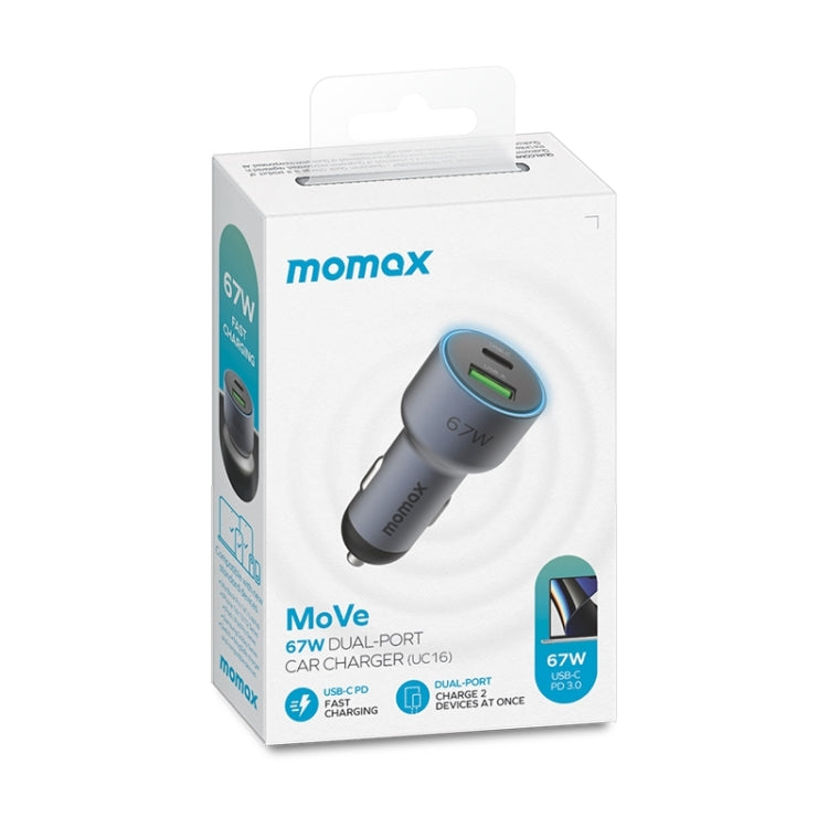 MOMAX UC16E 67W USB-C / Type-C + USB Dual Ports Car Charger ÎҵÄÉ̵ê