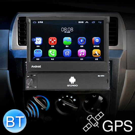 SU 9701 2GB+16GB 7 inch HD Manual Telescoping Car Android Radio Receiver MP5 Player, Support FM & Bluetooth & TF Card & GPS & Phone Link & WiFi