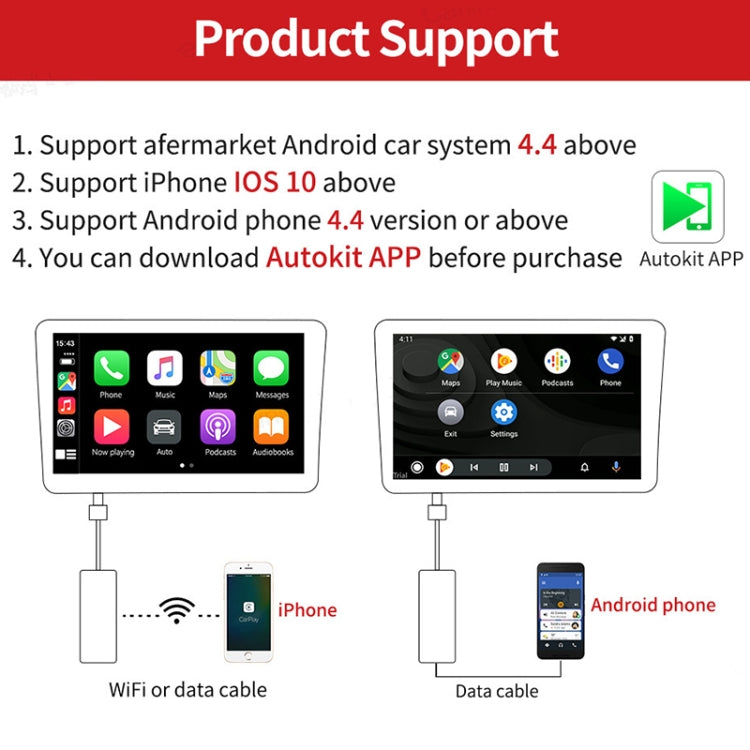 Car Navigation for Android / Apple Carplay Wireless Bluetooth Module Auto Smart Phone USB Carplay Adapter