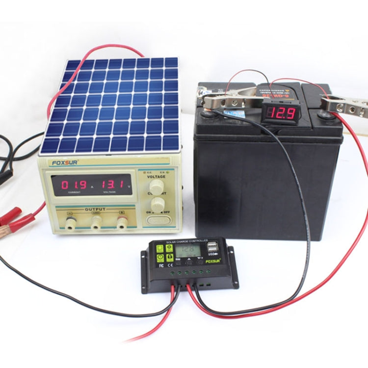 FOXSUR 10A Solar Charge Controller 12V / 24V Automatic Identification Controller