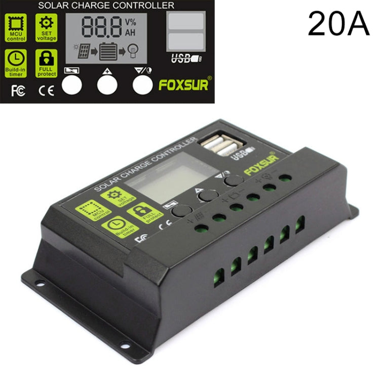 FOXSUR 20A Solar Charge Controller 12V / 24V Automatic Identification Controller ÎҵÄÉ̵ê