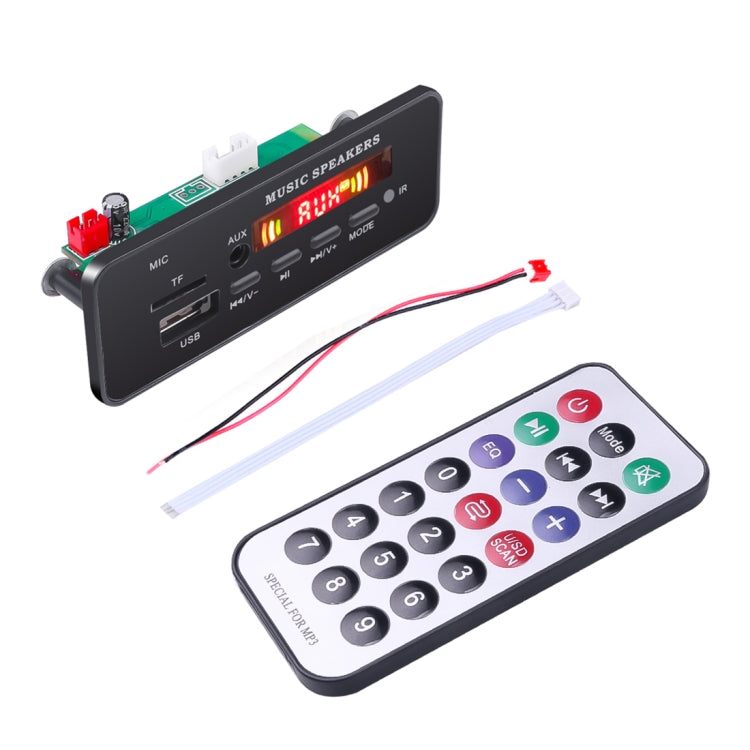 Car 12V 2x3W Audio MP3 Player Decoder Board FM Radio TF USB 3.5mm AUX, with Bluetooth & Recording Call Function & Remote Control