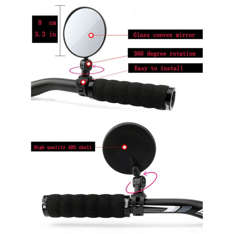 Universal 360 Rotate Adjustable Bicycle Rearview Handlebar Wide-angle Convex Mirror Cycling Rear View Mirror Reluova