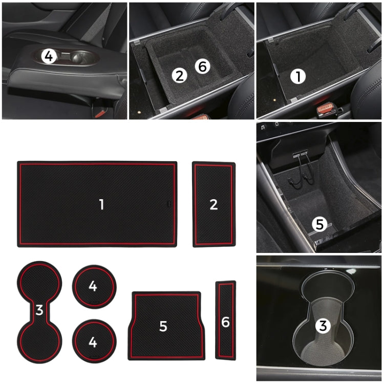 7 in 1 Car Water Cup Gate Slot Mats Silicon Anti-Slip Interior Door Pad for Tesla Model 3 ÎҵÄÉ̵ê