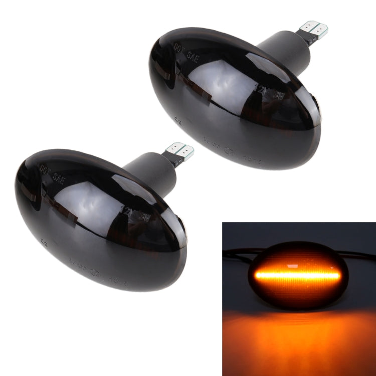 2 PCS DC12V / 3W Car LED Dynamic Blinker Side Lights Flowing Water Turn Signal Light for BMW Mini Cooper, Amber Light