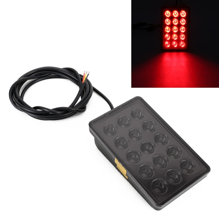 DC12V 1W Car Square Highlight Brake Lights Reversing Light with 15LEDs SMD-3528