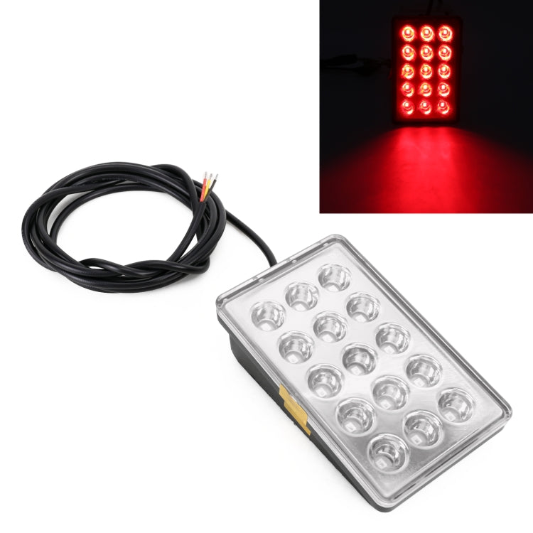 DC12V 1W Car Square Highlight Brake Lights Reversing Light with 15LEDs SMD-3528