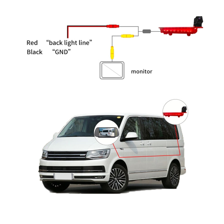 PZ470 Car Waterproof 170 Degree Brake Light View Camera for Volkswagen T5 / T6 2010-2017 ÎҵÄÉ̵ê