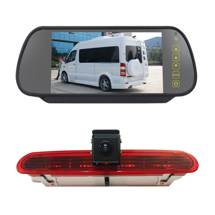 PZ472 Car Waterproof 170 Degree Brake Light View Camera + 7 inch Rearview Monitor for Fiat / Opel