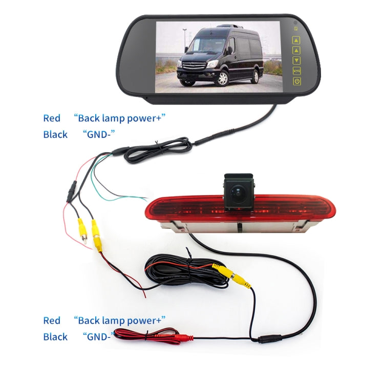 PZ472 Car Waterproof 170 Degree Brake Light View Camera + 7 inch Rearview Monitor for Fiat / Opel