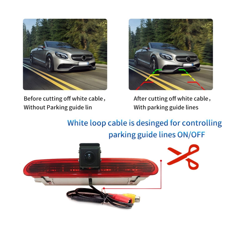 PZ472 Car Waterproof 170 Degree Brake Light View Camera + 7 inch Rearview Monitor for Fiat / Opel