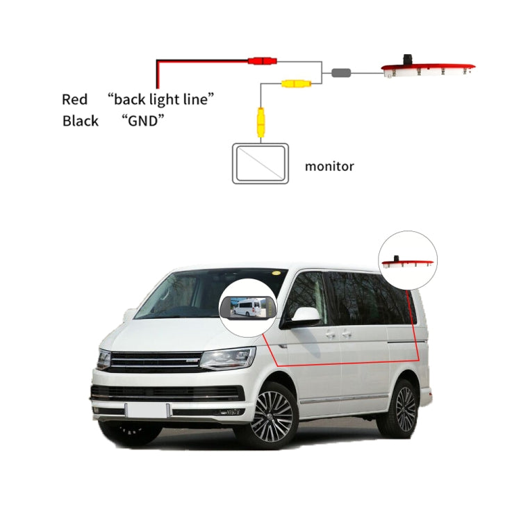 PZ473 Car Waterproof 170 Degree Brake Light View Camera for Volkswagen T6 Single Door ÎҵÄÉ̵ê