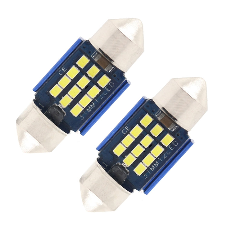 2pcs 31mm DC12-24V / 1W / 6000K / 60LM 12LEDs SMD Car Reading Lamp Dome Light-Reluova