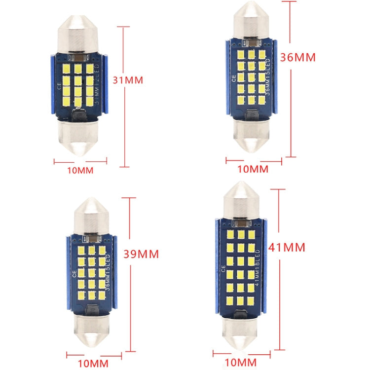 2pcs 31mm DC12-24V / 1W / 6000K / 60LM 12LEDs SMD Car Reading Lamp Dome Light-Reluova