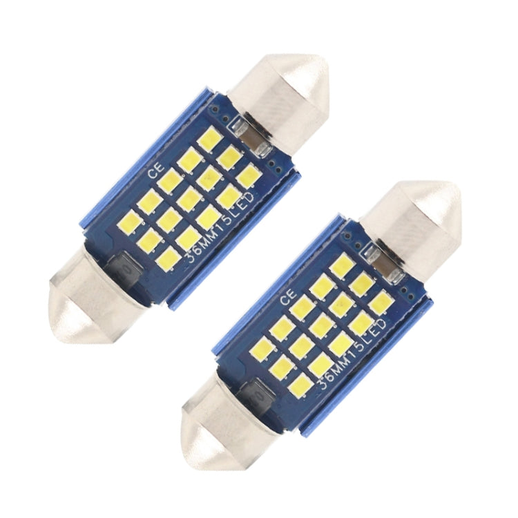 2pcs 36mm DC12-24V / 1W / 6000K / 60LM 15LEDs SMD Car Reading Lamp Dome Light-Reluova