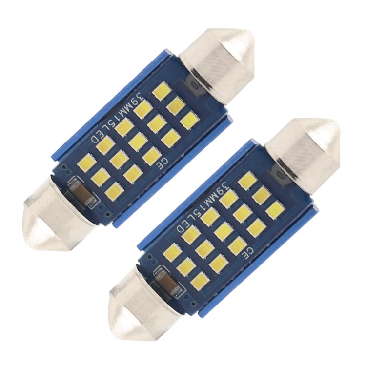 2pcs 39mm DC12-24V / 1W / 6000K / 60LM 15LEDs SMD Car Reading Lamp Dome Light-Reluova