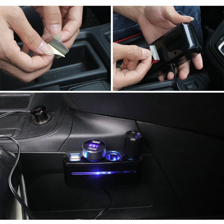 SHUNWEI SD-1938 120W 3A Car 3 in 1 Dual USB Charger Cigarette Lighter with Atmosphere Light