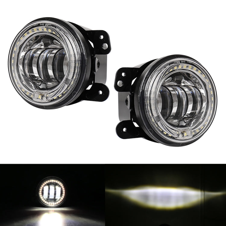 2 PCS DC12V-30V / 30W / 3A / 1440LM 12LEDs  4 inch Car LED Colorful Fog Light, Style: White Background-Reluova