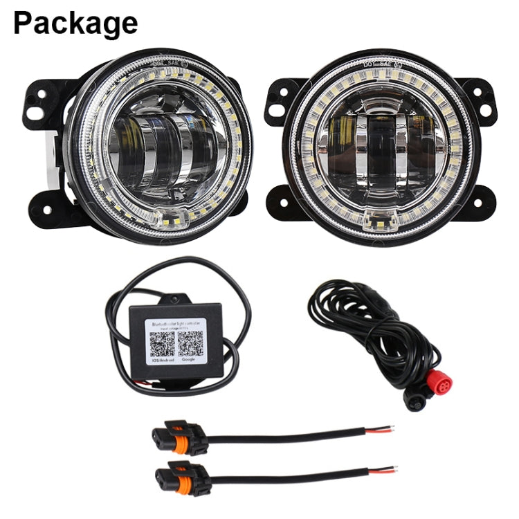 2 PCS DC12V-30V / 30W / 3A / 1440LM 12LEDs  4 inch Car LED Colorful Fog Light, Style: White Background