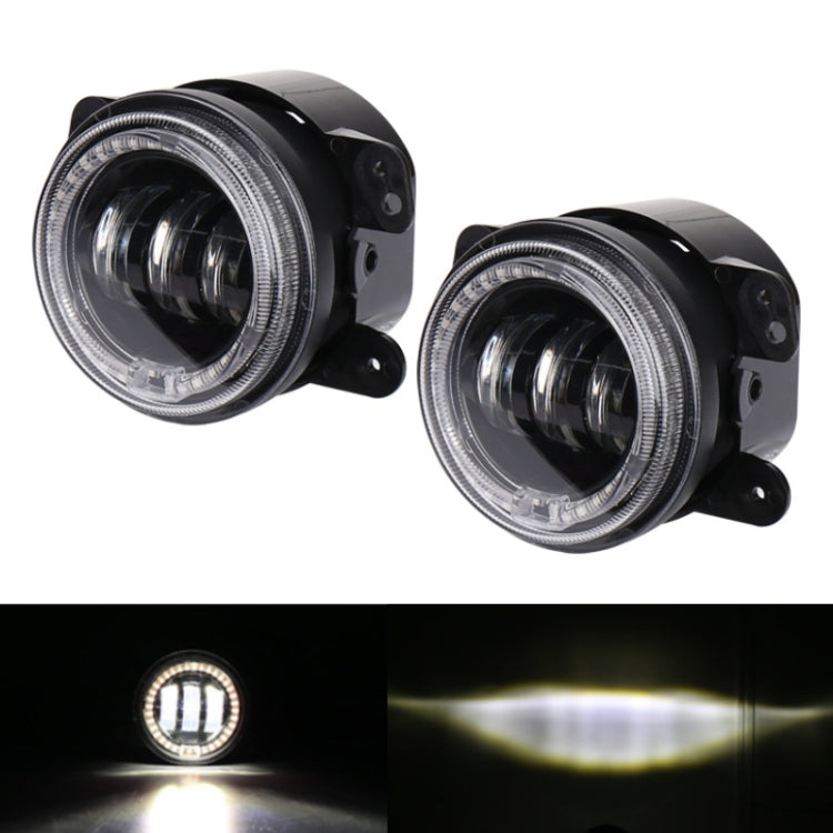 2 PCS DC12V-30V / 30W / 3A / 1440LM 12LEDs  4 inch Car LED Colorful Fog Light, Style: Black Background