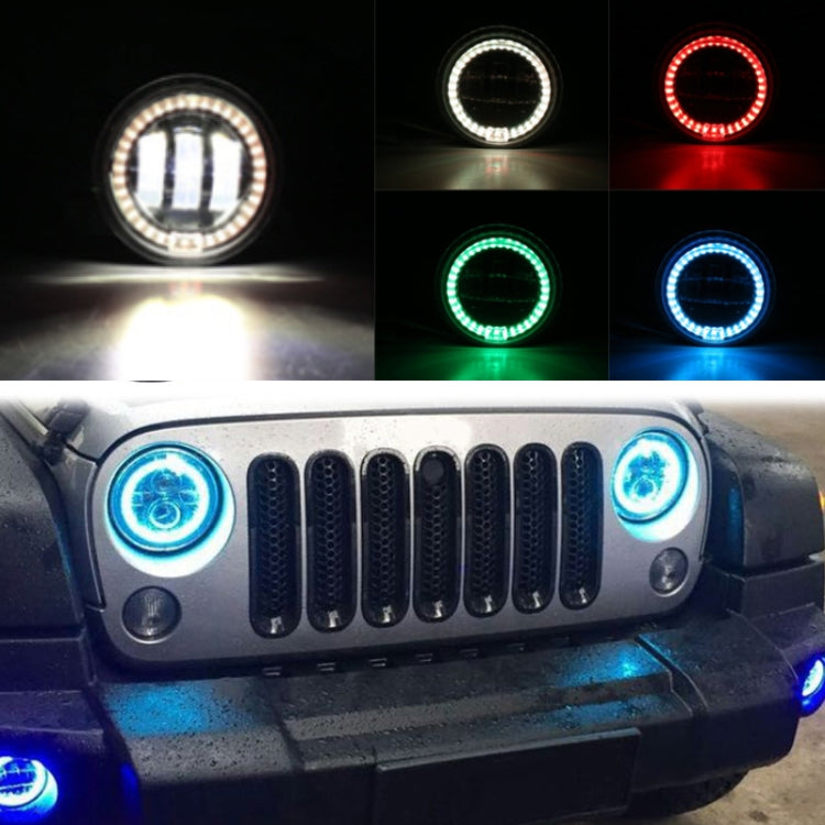 2 PCS DC12V-30V / 30W / 3A / 1440LM 12LEDs  4 inch Car LED Colorful Fog Light, Style: Black Background