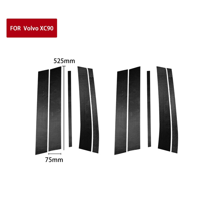 10 in 1 Car Carbon Fiber Door and Window Pillar Decorative Sticker for Volvo XC90 2003-2014, Left and Right Drive Universal