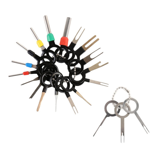 21 in 1 Car Plug Circuit Board Wire Harness Terminal Extraction Pick Connector Crimp Pin Back Needle Remove Tool-Reluova