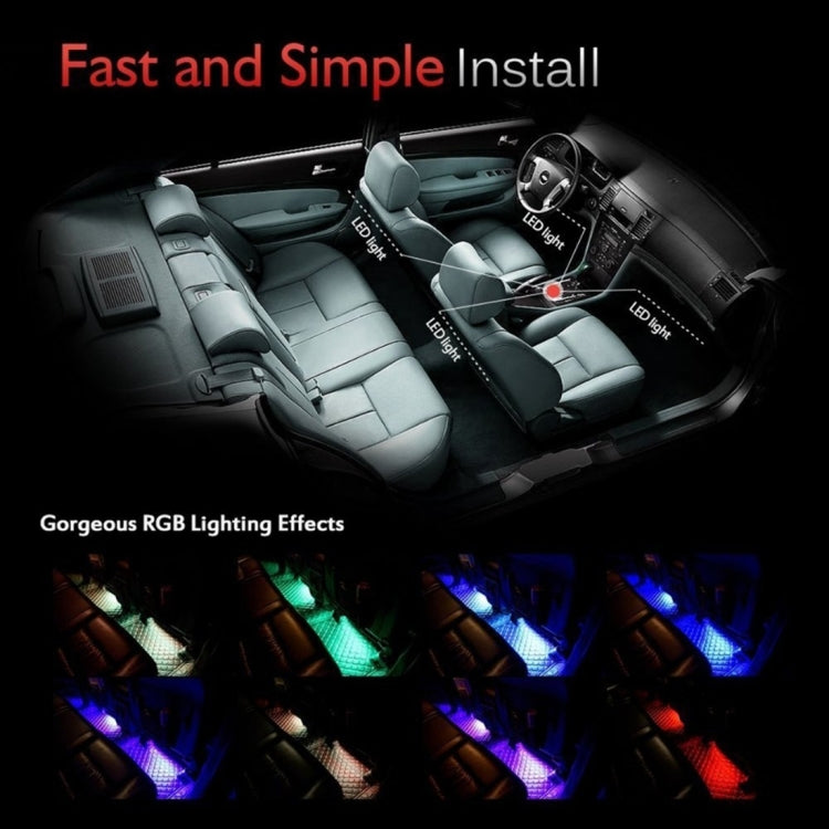 4 in 1 Universal Car USB 8-color APP Control LED Atmosphere Light Decorative Lamp, with 12LEDs Lamps Cable Length: 1.5m ÎҵÄÉ̵ê