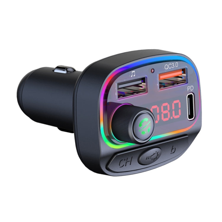 C14 Multifunctional Car Dual QC3.0+PD18W USB Charger Bluetooth FM Transmitter with Atmosphere Light ÎҵÄÉ̵ê