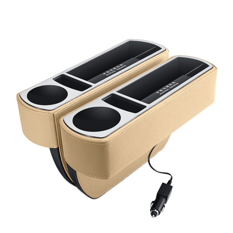 Car Multi-functional Wireless Fast Charge Console PU Leather Box Cup Holder Seat Gap Side Storage Box