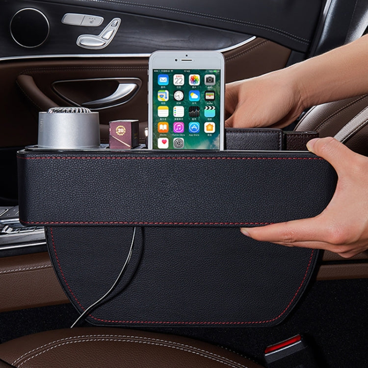 Car Multi-functional Wireless Fast Charge Console PU Leather Box Cup Holder Seat Gap Side Storage Box