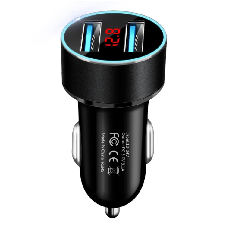 JMG-C016A 5V 3.1A Car Dual USB Charger with LED Display