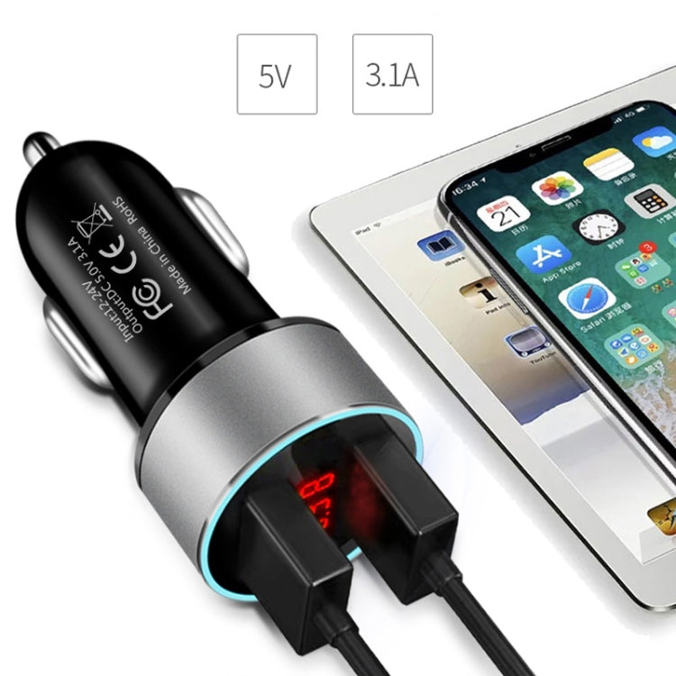 JMG-C016A 5V 3.1A Car Dual USB Charger with LED Display