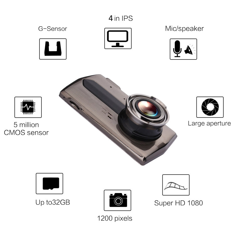 H600 4 inch Front and Rear Dual-recording HD 1080P Night Vision Driving Recorder Support Loop Recording / Parking Monitoring ÎҵÄÉ̵ê