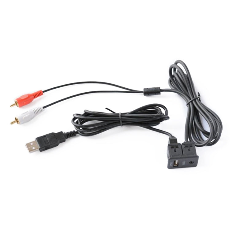 Car Universal Modified USB AUX Extension Cable USB+2RCA Lotus Male Switch Holder for Alpine / Pioneer