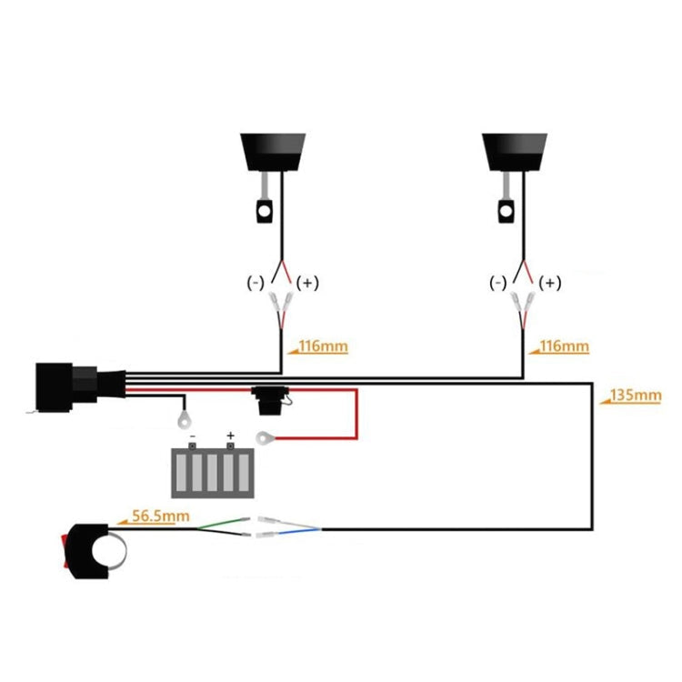 12V 2 in 1 Car / Motorcycle LED Spotlight Headlight Flashing Wiring Harness Cable