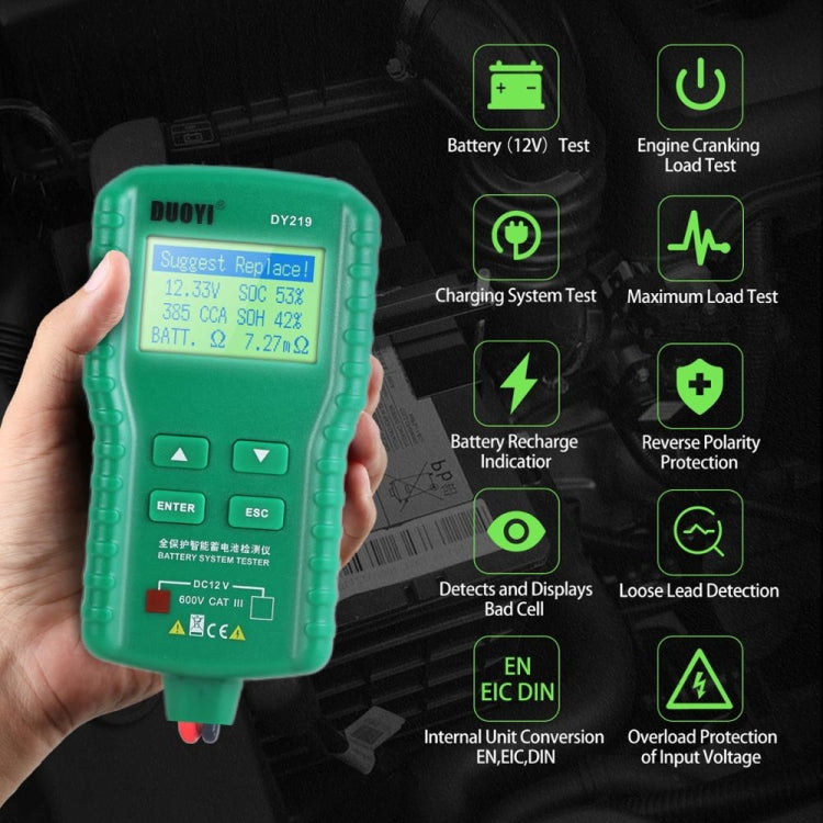 DUOYI DY219 Digital Battery Analyzer Car Fault Diagnostic Device Current and Voltage Detector ÎҵÄÉ̵ê