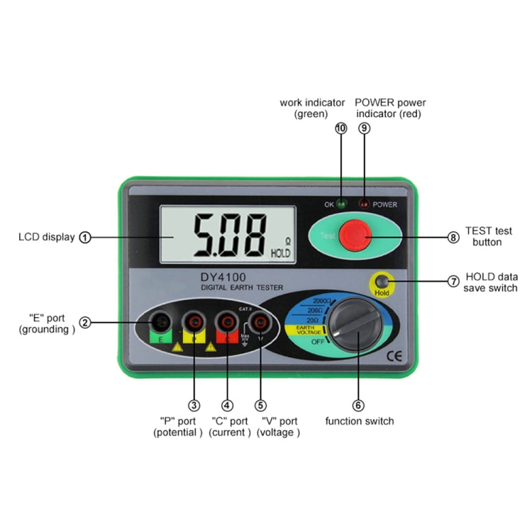 DUOYI DY4100 High-precision Digital Ground Resistance Meter Resistance Tester