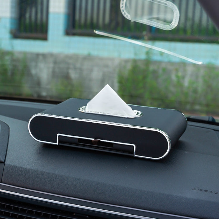 Car Dashboard Diamond Paper Towel Box with Temporary Parking Phone Number Card & Phone Holder