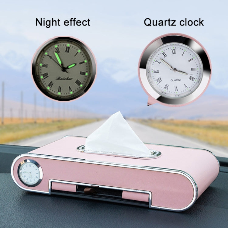 Car Dashboard Diamond Paper Towel Box with Temporary Parking Phone Number Card & Phone Holder & Clock