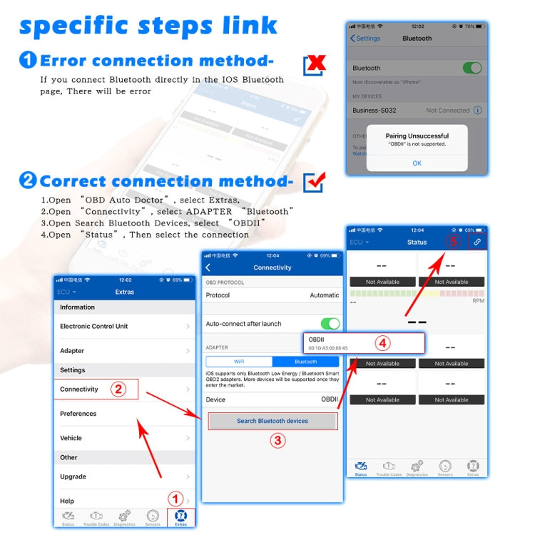 Mini Bluetooth 4.0 ELM327 OBD Car Fault Diagnostic Scanner