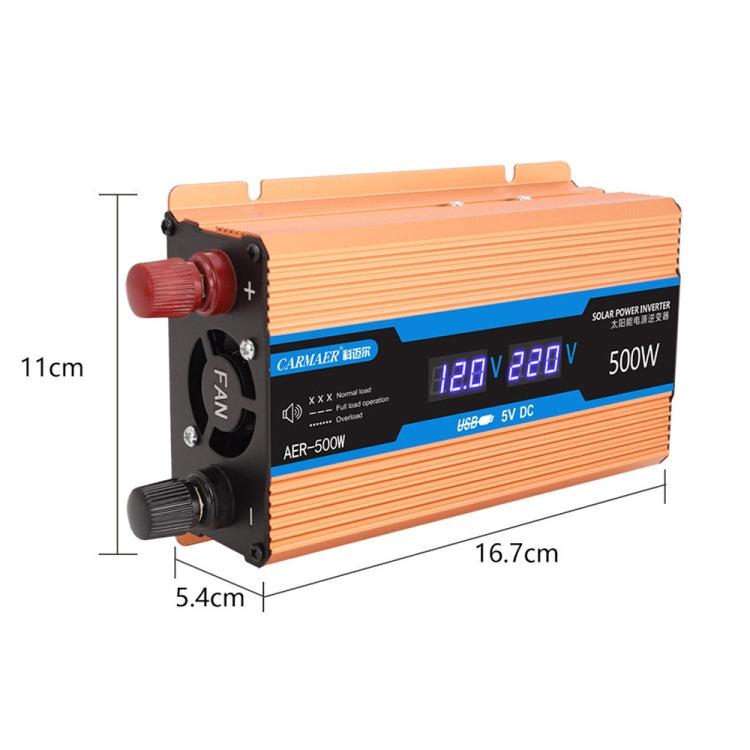 Carmaer 24V to 220V 500W Car Multi-function Double Digital Display Inverter Household Power Converter