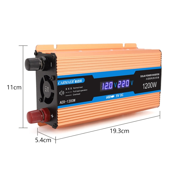 Carmaer 12V to 220V 1200W Car Multi-function Double Digital Display Inverter Household Power Converter