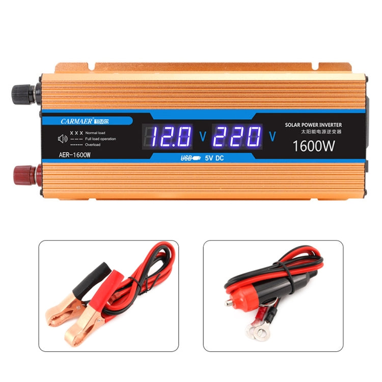 Carmaer 24V to 220V 1600W Car Multi-function Double Digital Display Inverter Household Power Converter