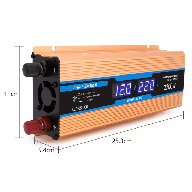 Carmaer 24V to 220V 2200W Car Multi-function Double Digital Display Inverter Household Power Converter