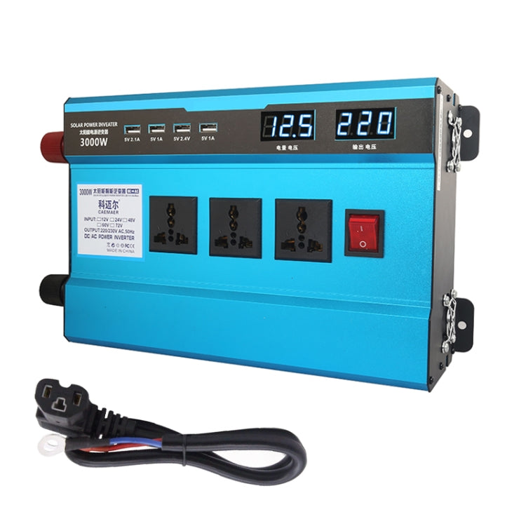 Carmaer 48V to 220V 3000W Intelligent Fan Car Double Digital Display Inverter Household Power Converter