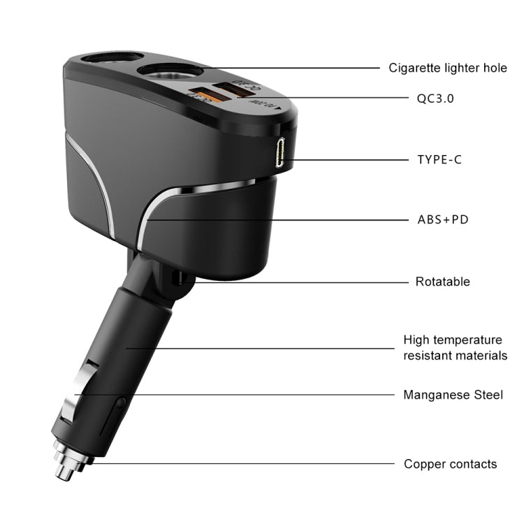 TR35 Car 2 in 1 Cigarette Lighter Extension Socket 20W PD Fast Charge QC3.0 USB Charger ÎҵÄÉ̵ê