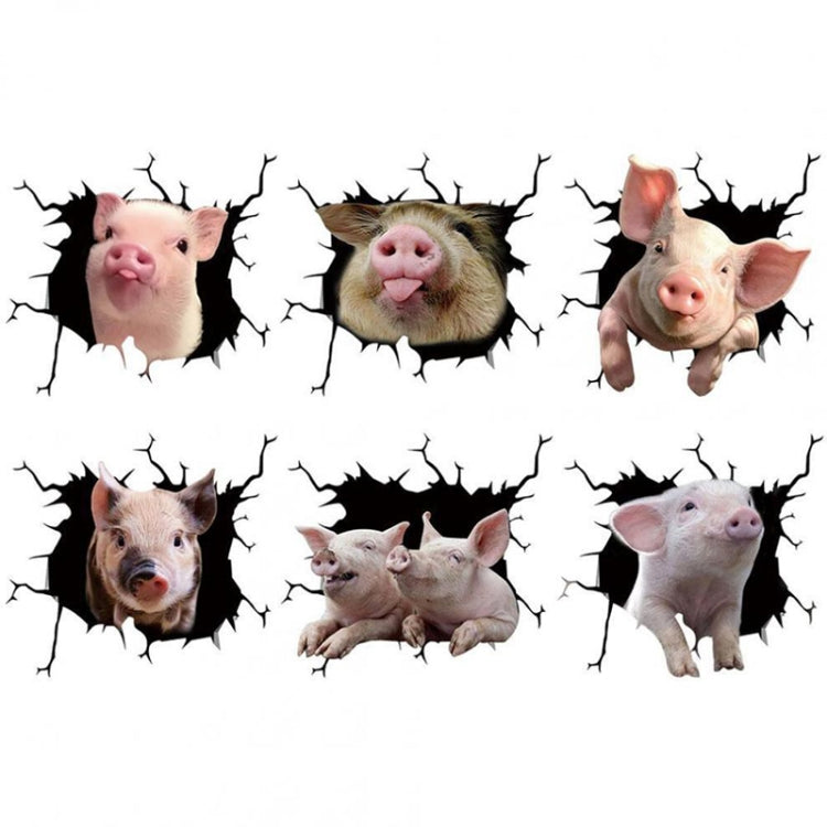 6pcs/Set Creative Broken 3D Pig Car Stickers ÎҵÄÉ̵ê